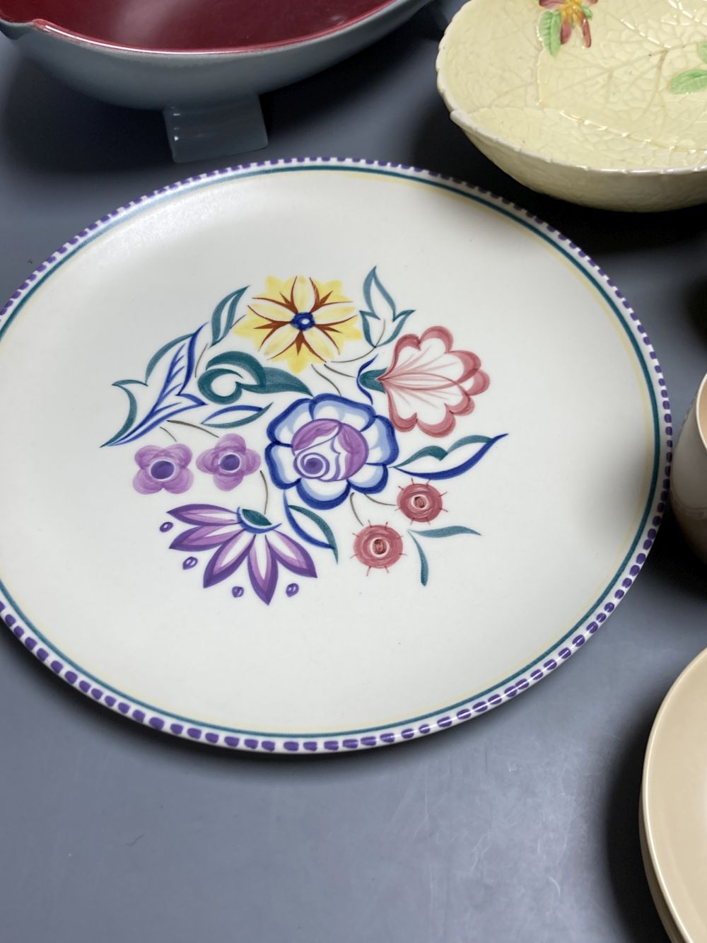 A Poole Pottery plate, a Carlton Ware dish, a Sylvac dish and sundry china, etc.
